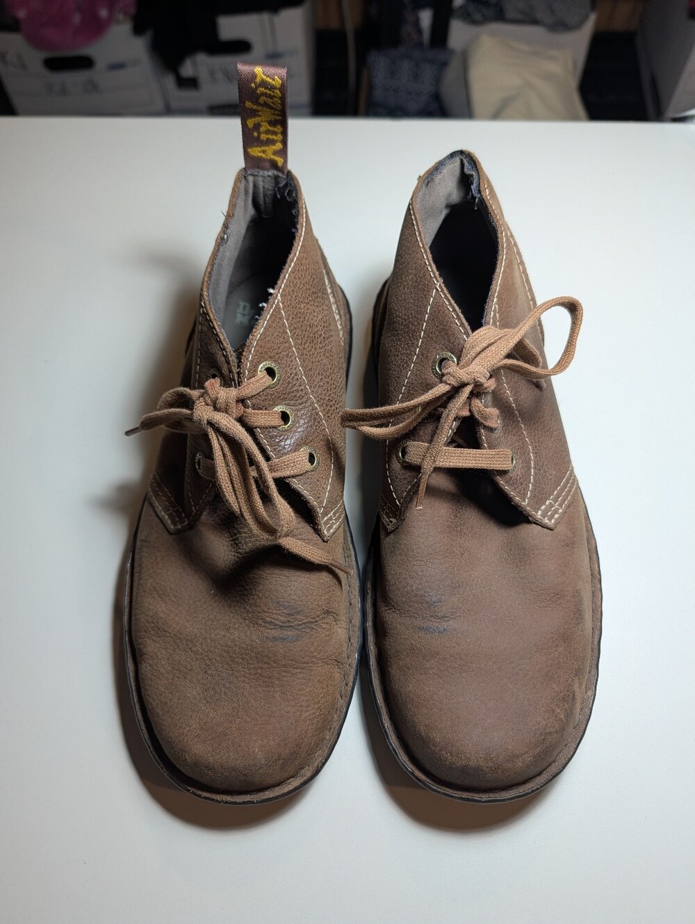 Dr Martens Men's Brown Leather Lace-Up Casual Sussex Chukka Shoes Size 10